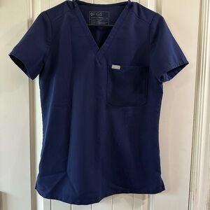 Figs Blue Fitted Short Sleeve Tee